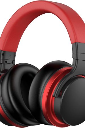 MOVSSOU E7 Active Noise Cancelling Headphones Bluetooth Headphones Wireless Headphones Over Ear with Microphone Deep Bass, Comfortable Protein Earpads, 30 Hours Playtime for Travel/Work, Black